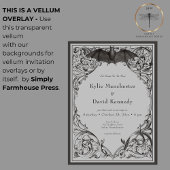 Victoriaans vleermuis tot de dood zwart-wit bruilo vellum uitnodigingen