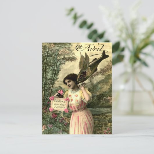 Victoriaans vliegende vissen, April Fools Day Briefkaart (Staand voorkant)