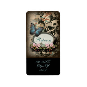 Victoriaans vliegenvlinder etiket