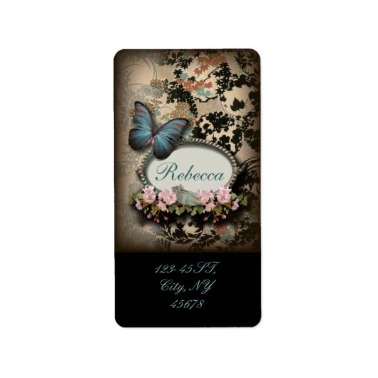 Victoriaans vliegenvlinder etiket (Voorkant)