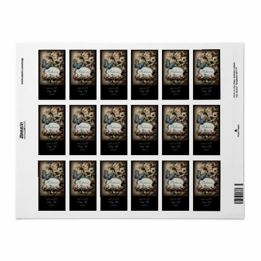 Victoriaans vliegenvlinder etiket (Full Sheet)