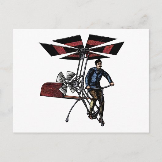 Victoriaans Vliegtuig helikopter Briefkaart (Voorkant)