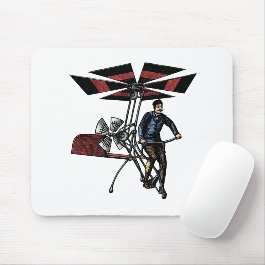 Victoriaans Vliegtuig helikopter Muismat (Met muis)