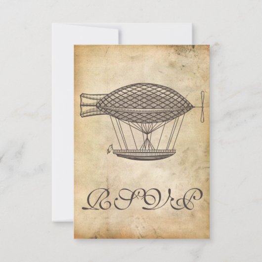 Victoriaans vliegveld Steampunk Wedding RSVP (Achterkant)