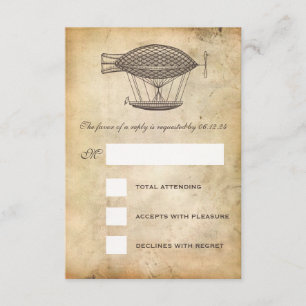 Victoriaans vliegveld Steampunk Wedding RSVP Kaartje