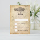 Victoriaans vliegveld Steampunk Wedding RSVP Kaartje (Staand voorkant)