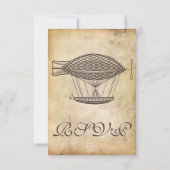 Victoriaans vliegveld Steampunk Wedding RSVP Kaartje (Achterkant)