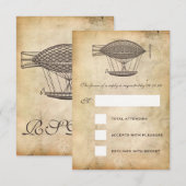 Victoriaans vliegveld Steampunk Wedding RSVP Kaartje (Voorkant / Achterkant)
