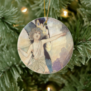 Victoriaans vlinder met Robinson Keramisch Ornament