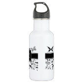 Victoriaans vlinderzwart-wit waterfles  (Achterkant)