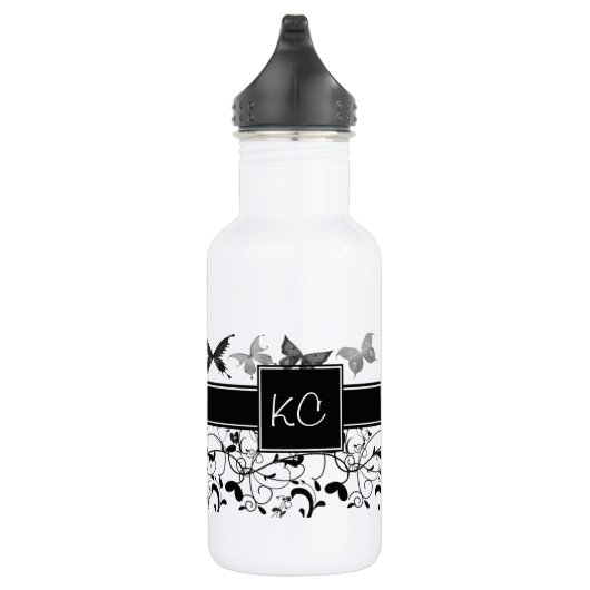 Victoriaans vlinderzwart-wit waterfles  (Rechts)