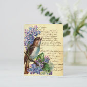Victoriaans vogel en typografie I Briefkaart (Staand voorkant)