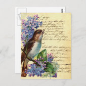 Victoriaans vogel en typografie I Briefkaart (Voorkant / Achterkant)