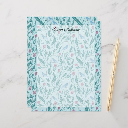 Victoriaans Vogel in Tuin Licht Papier (Voorkant / Achterkant in situ)