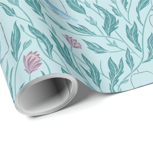 Victoriaans  vogel in tuinlicht cadeaupapier (Rol Hoek)