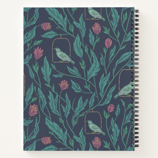 Victoriaans  vogel in tuinschets en notities notitieboek (Achterkant)