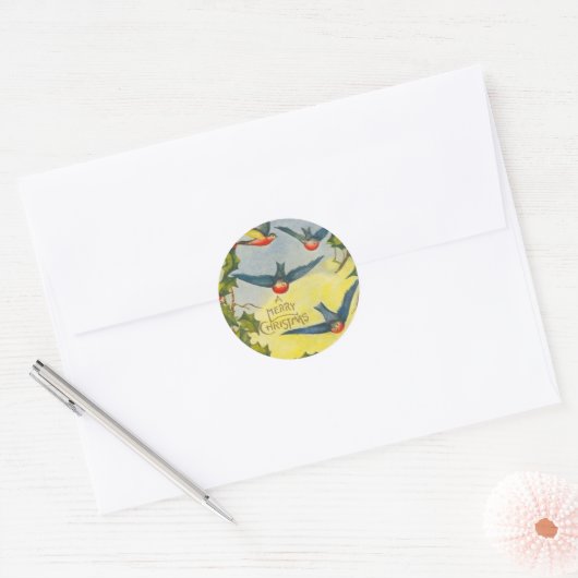 Victoriaans Vogel Kerst stickers (Envelop)