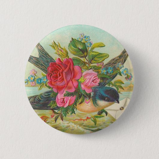 Victoriaans vogelButton Ronde Button 5,7 Cm (Voorkant)