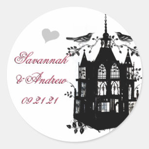 Victoriaans vogelkooi roze en zwarte Sticker