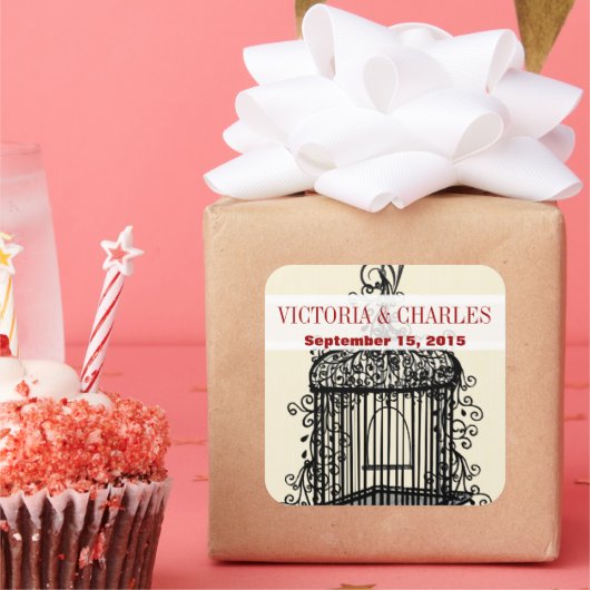 Victoriaans vogelpest Musical Love Bird Weddings Vierkante Sticker (Feest)