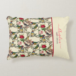 Victoriaans Vogels en Rozen Inspirated Cream Accent Kussen