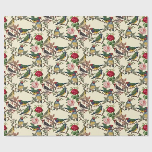 Victoriaans Vogels en Rozen Scrapbook Chintzy Retr Cadeaupapier (Vlak)