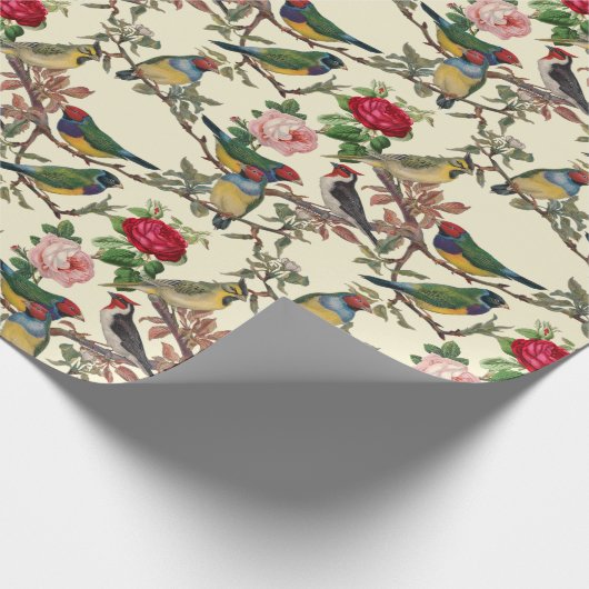 Victoriaans Vogels en Rozen Scrapbook Chintzy Retr Cadeaupapier (Hoek)