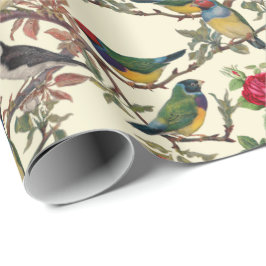 Victoriaans Vogels en Rozen Scrapbook Chintzy Retr Cadeaupapier