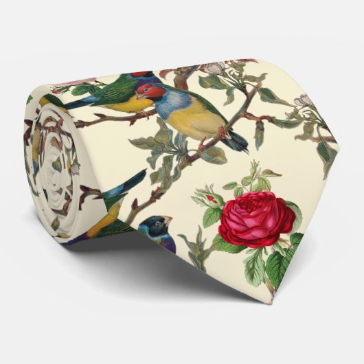 Victoriaans Vogels en Rozen Scrapbook Chintzy Retr Stropdas (Opgerold)