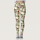 Victoriaans Vogels en Rozen Scrapbook Retro Leggings (Voorkant)