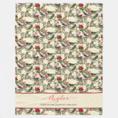 Victoriaans vogels en Rozen  stijlpatroon Fleece Deken (Voorkant)