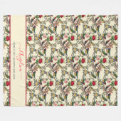 Victoriaans vogels en Rozen  stijlpatroon Fleece Deken (Voorkant (Horizontaal))