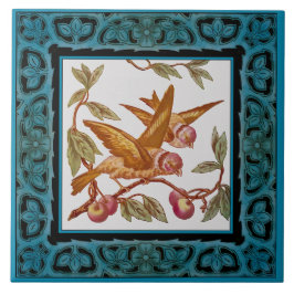 Victoriaans vogelstand Handgekleurde transferwarer Tegeltje