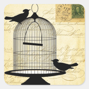 Victoriaans vogelstand vierkante sticker