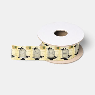 Victoriaans vogeltrek Satin Ribbon, 2 Yard Spool Satijnen Lint