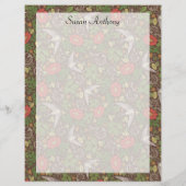 Victoriaans  vogeltuinpapier (Red Daisy Bird Garde (Achterkant)