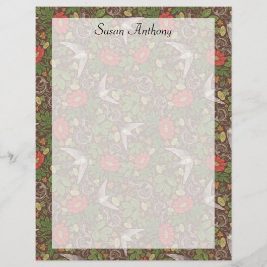 Victoriaans  vogeltuinpapier (Red Daisy Bird Garde (Voorkant)