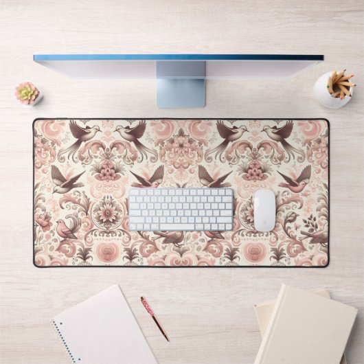 Victoriaans volière: een pastel roze tuin bureaumat (Kantoor 1)