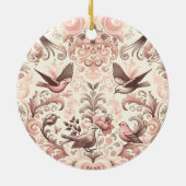 Victoriaans volière: een pastel roze tuin keramisch ornament (Achterkant)