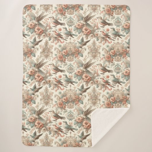 Victoriaans volière: een pasteltuin sherpa deken (Voorkant)