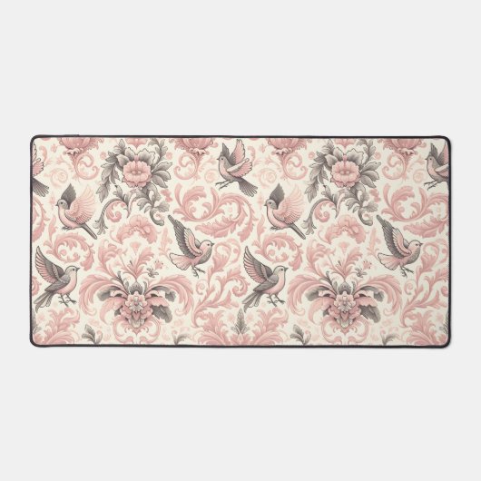 Victoriaans volière: een roze pasteltuin bureaumat (Voorkant)