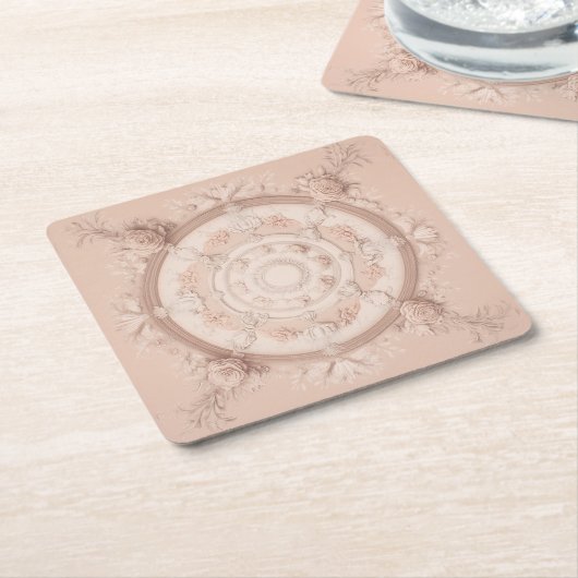 Victoriaans voorjaar, poederroze, kartonnen onderzetters (Schuin)
