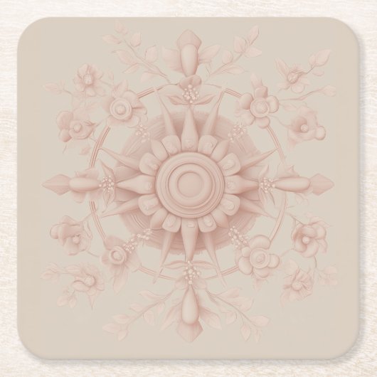 Victoriaans voorjaar, zacht roze kartonnen onderzetters (Voorkant)