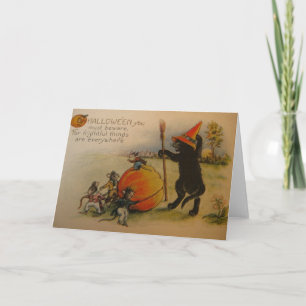 Victoriaans vriendelijke Dingen Halloween Wenskaar Kaart