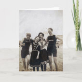 Victoriaans vrienden hebben plezier op het strand  feestdagen kaart (Voorkant)