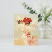  VICTORIAANS VRIENDEN OP HET BEACH-BRIEFKAART BRIEFKAART (Staand voorkant)