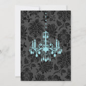 Victoriaans Vrijgezellenfeest Damask Invite (turqu Kaart (Achterkant)