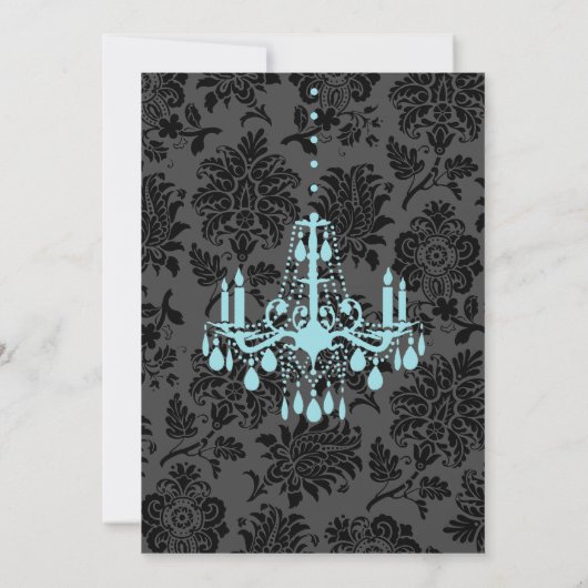 Victoriaans Vrijgezellenfeest Damask Invite (turqu Kaart (Achterkant)