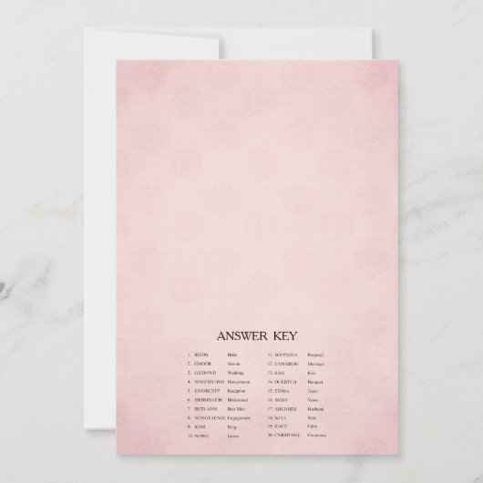 Victoriaans Vrijgezellenfeest Word Scramble Game K Kaart (Achterkant)