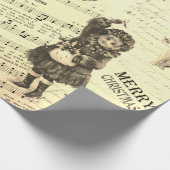  Victoriaans Vrolijk Kerstfeest Sepia Beige Cadeaupapier (Hoek)